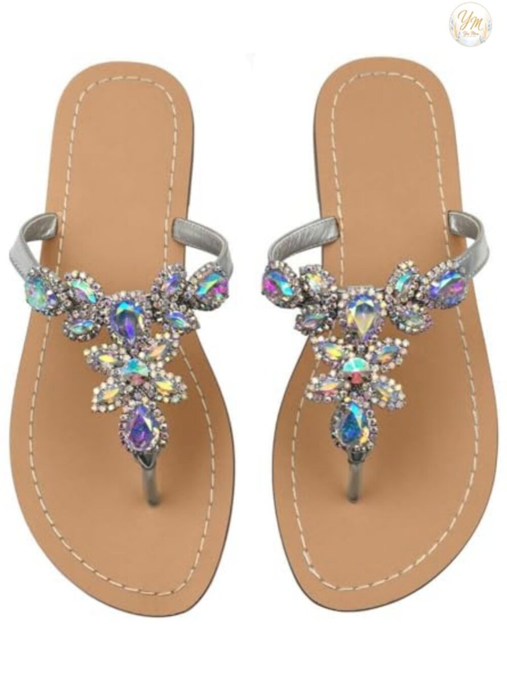 Sparkly Rhinestone Flip Flop Sandals Women Flat Slip On Thong